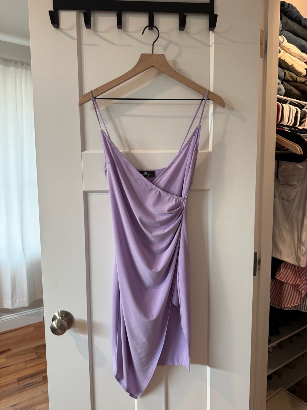 Lux Lavender Strapless Draped Slip Dress